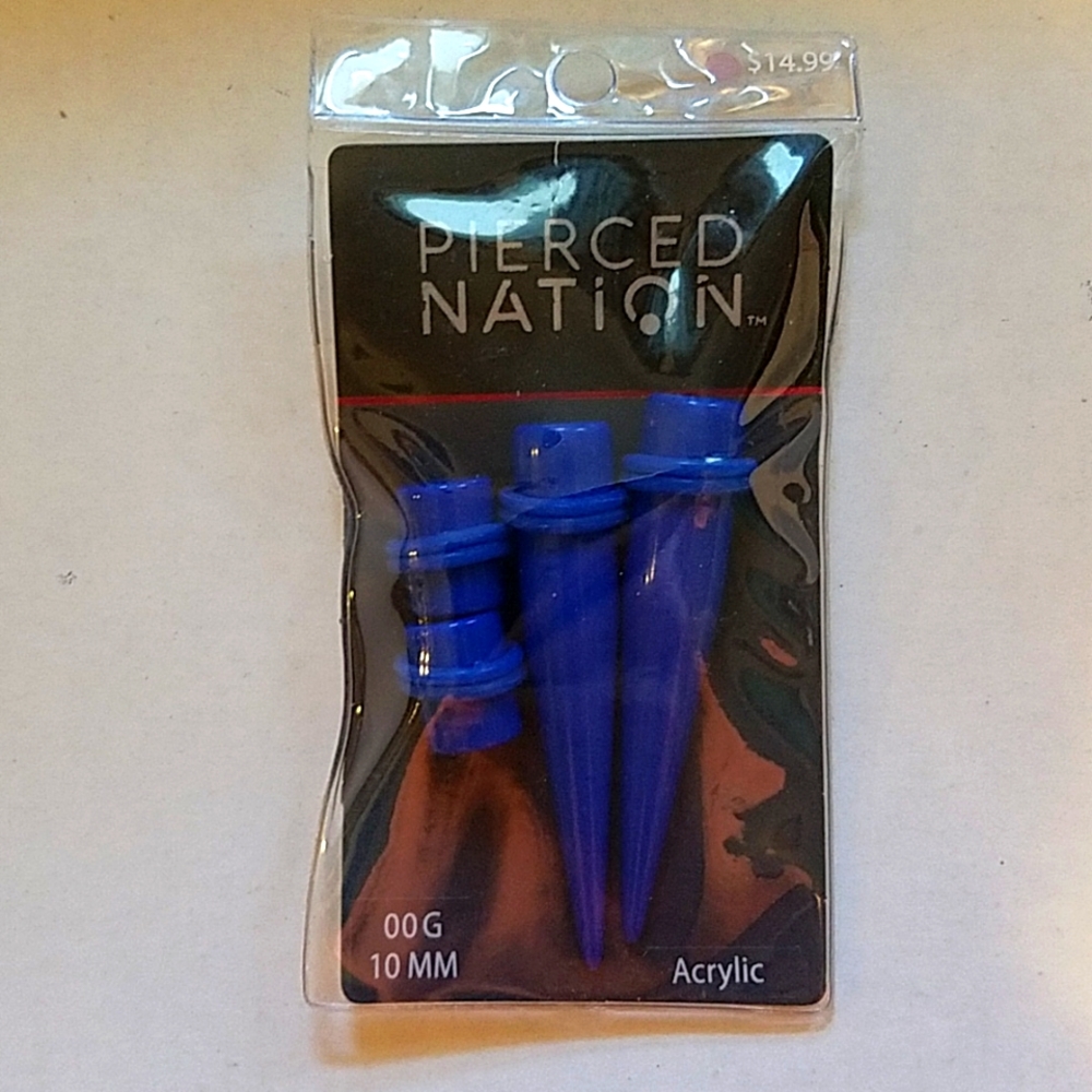 NWT PIERCED NATION ALL BLUE ACRYLIC PLUGS AND TAPERS